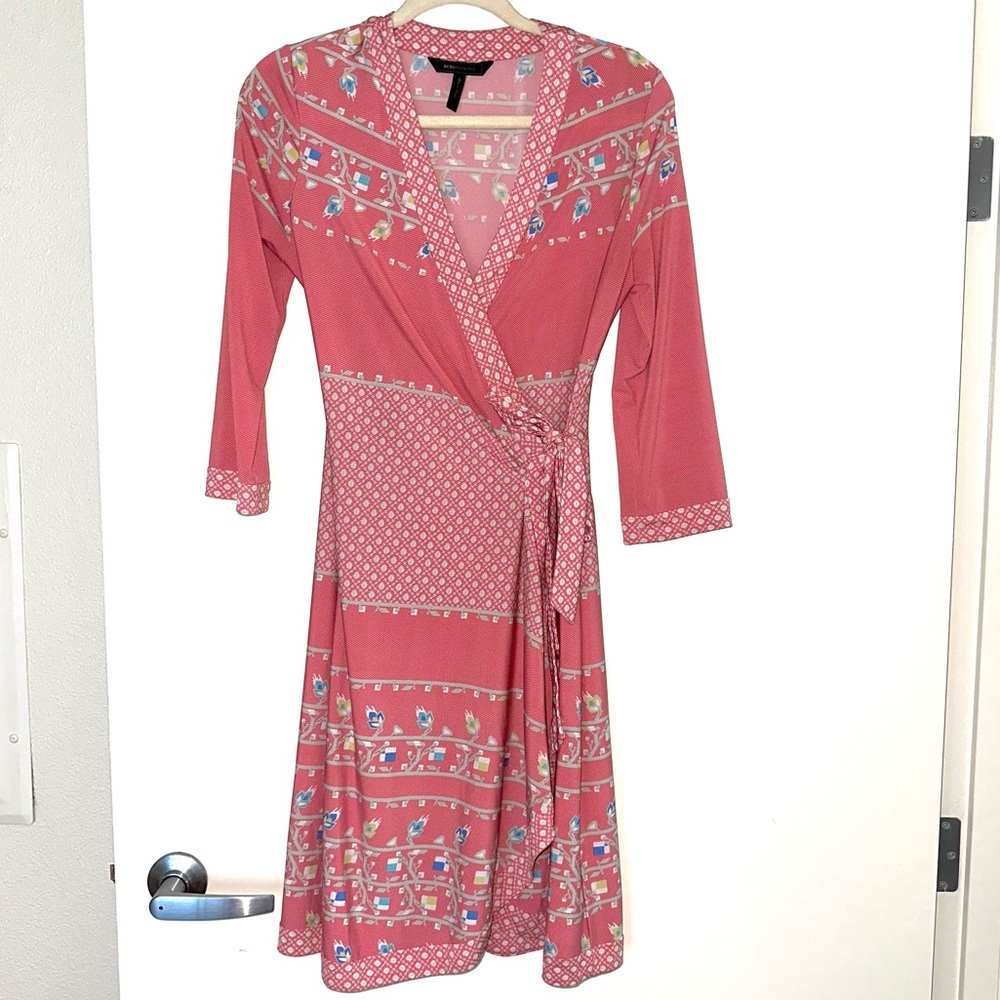 BCBG pink wrap dress